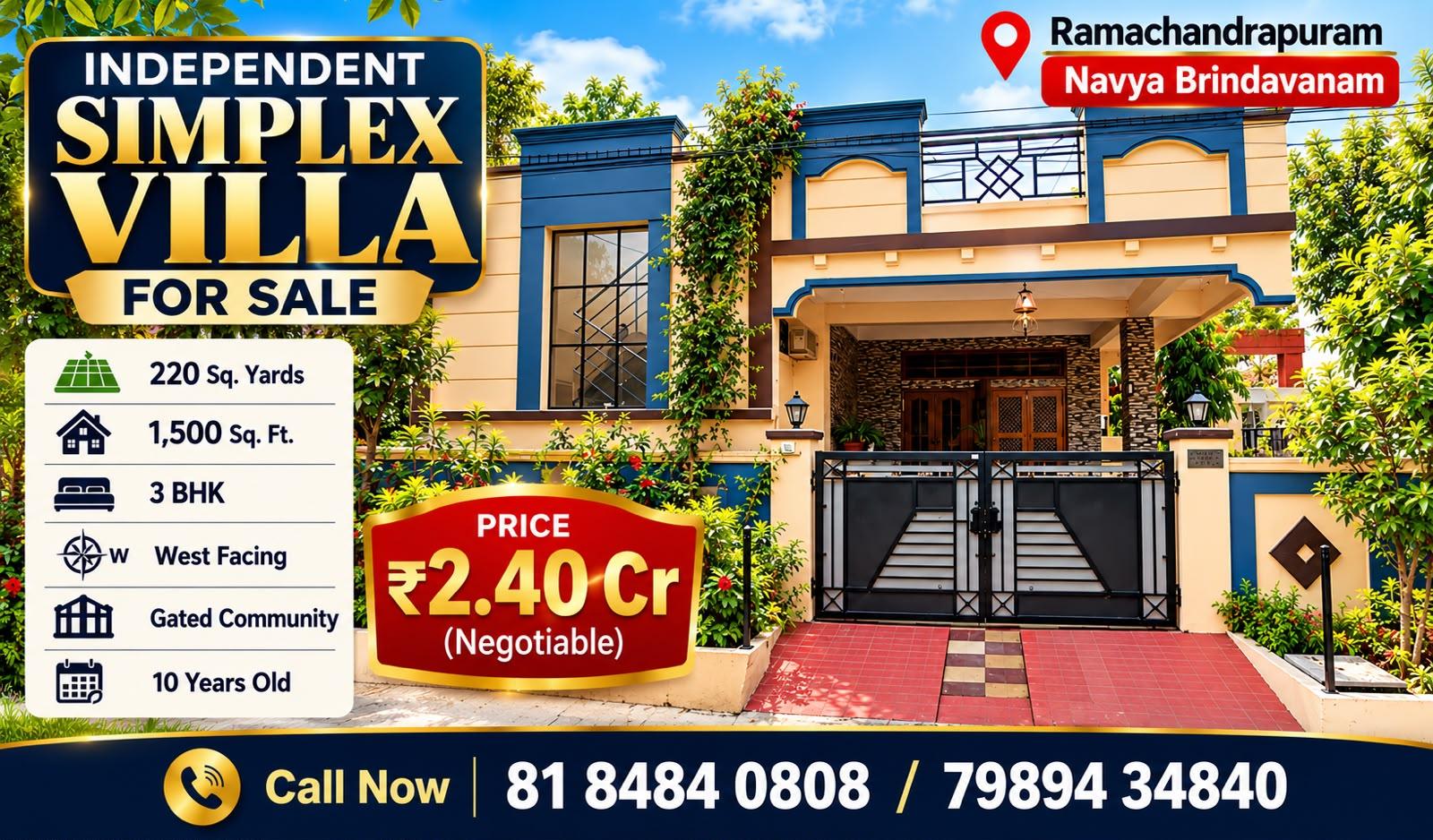 Exterior of Independent Simplex Villa for Sale