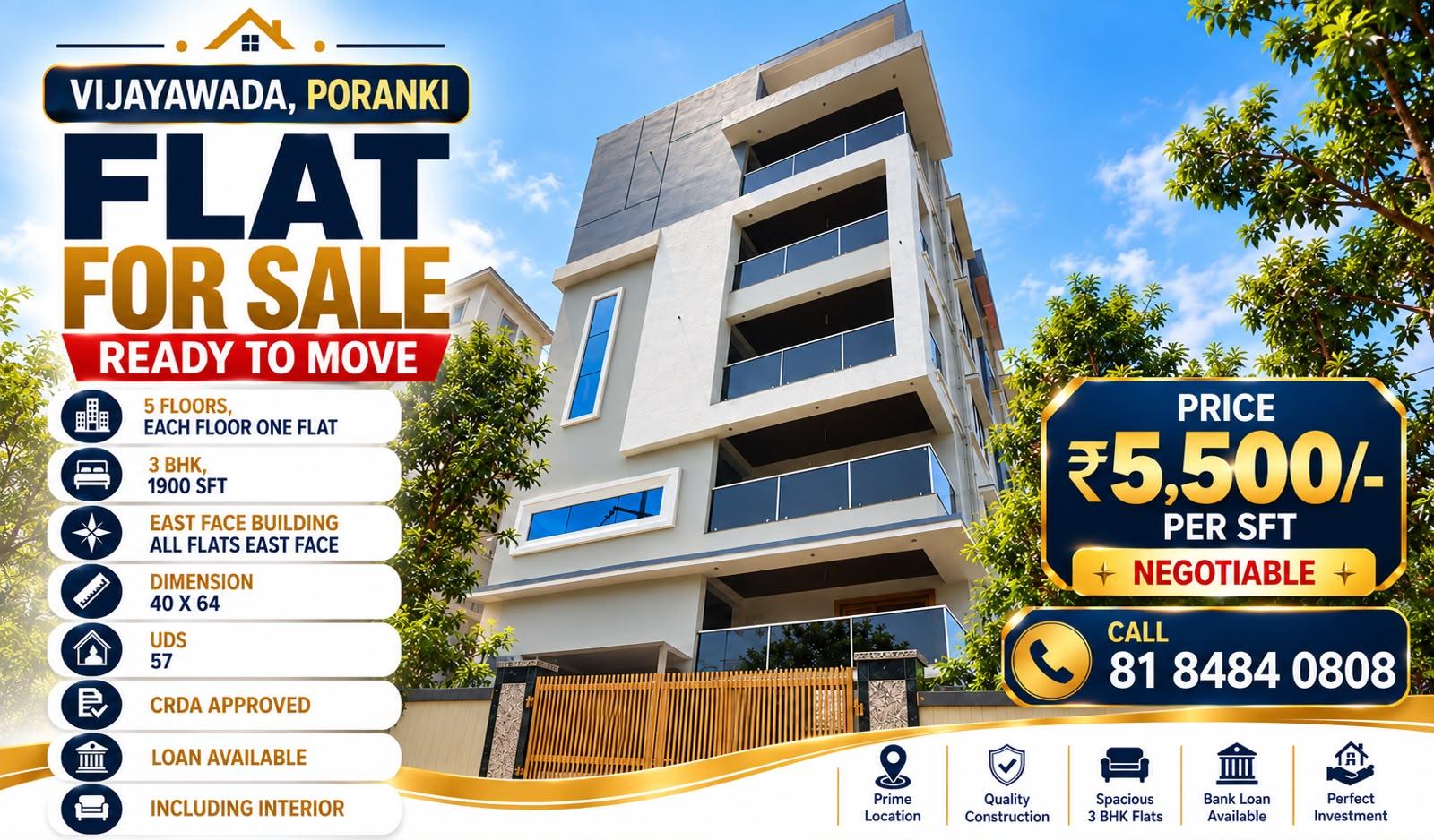 Exterior of Vijayawada, Poranki – Flat for Sale